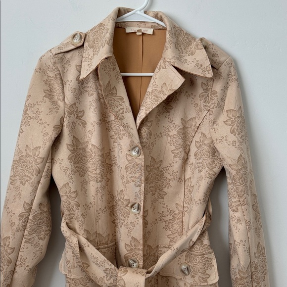 Soltaire Faux Suede Floral Boho Trench Style Coat Size: S - Picture 2 of 8
